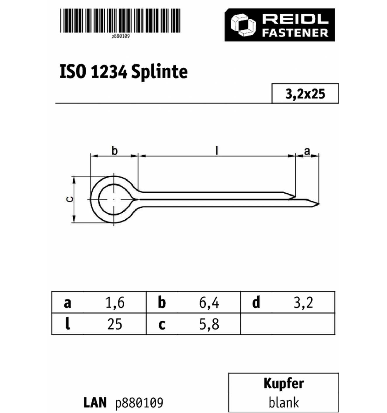 ISO 1234 Splint 3 2x25 Kupfer Blank Bei Reidl De Online Kaufen