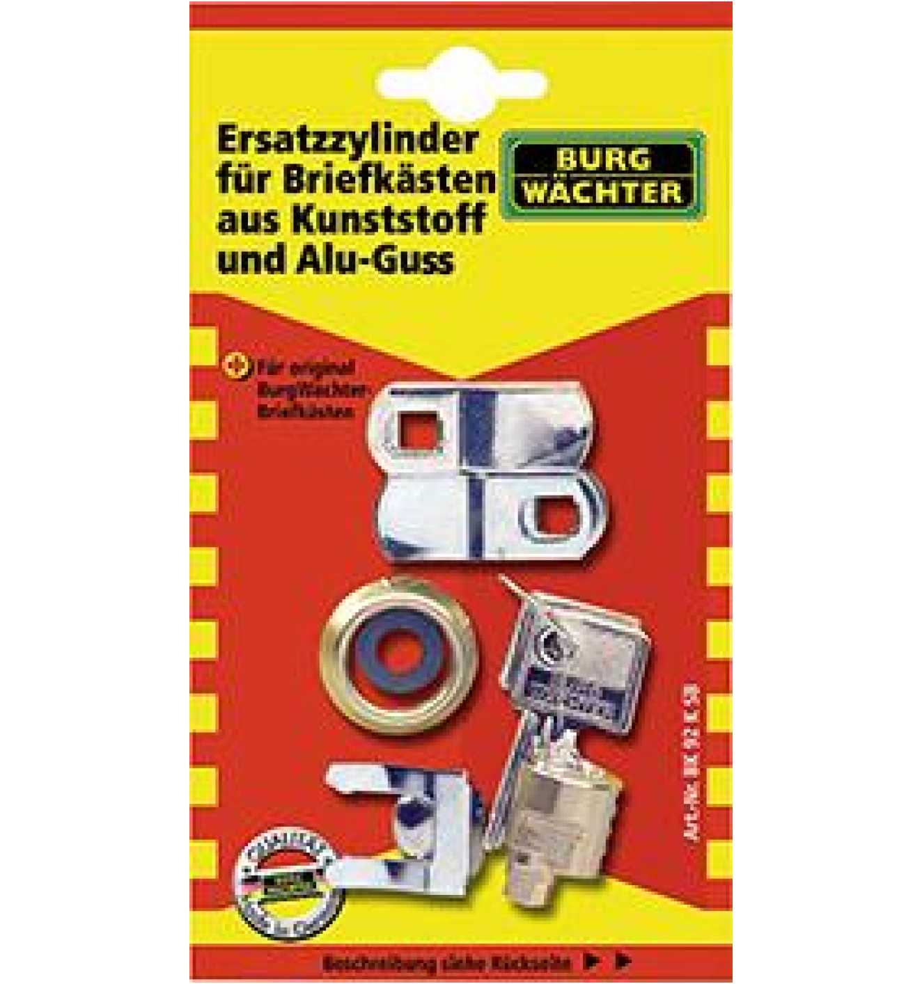 Burg-Wächter Briefkasten-Hebelzylinder, BK 92 K SB, Hebel gekröpft, - 1