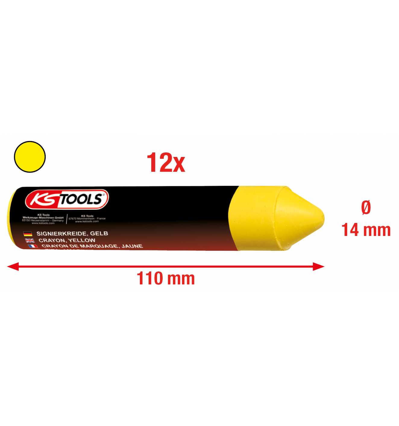 KS Tools Signierkreide, gelb,12er Pack - 4