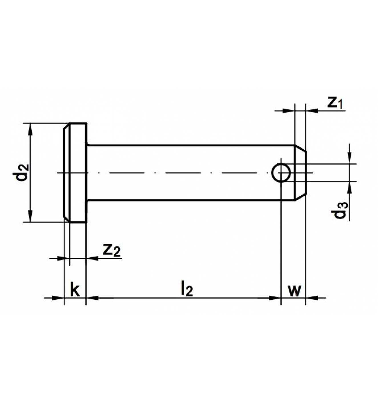 ISO 2341 Bolzen Mit Kopf, Form B Mit Splintloch Stahl Galvanisch ...