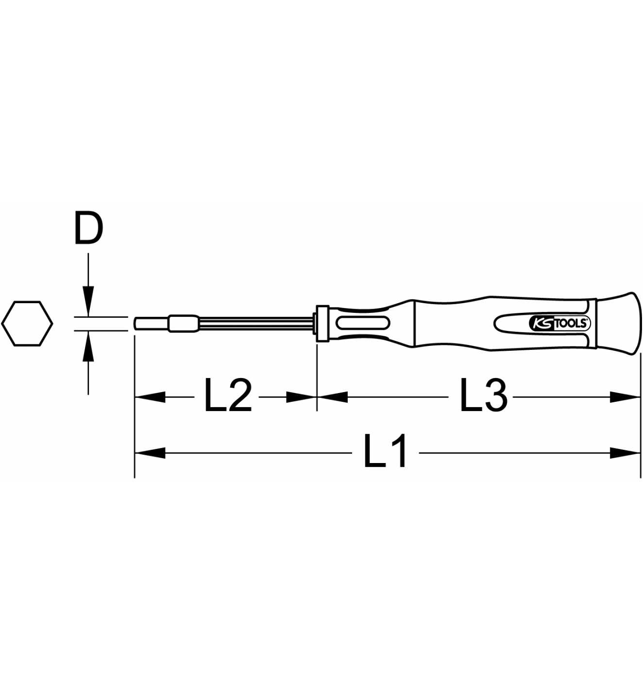 3,2mm KS Tools Feinmechanik-Schraubendreher Außensechskant 