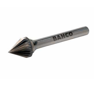 Bahco 10 x 10 mm Rotorfräser aus Hartmetall für Metall, Spitzkegelform 60°, Mittel 21 TPI 6 mm