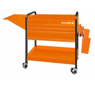 Bahco Multifunktions-Rollwagen mit zwei Ablagen aus Aluminium, orange, 1315/880 mm x 440 mm x 1025 mm