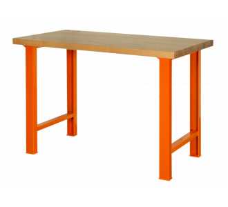 Bahco Robuste Werkbank mit Holz-Arbeitsplatte und 4 Beinen, orange, 1500 mm x 750 mm x 1030 mm