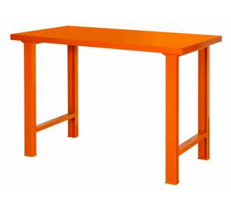 Bahco Robuste Werkbank mit Stahl-Arbeits/-Ablageplatte und 4 Beinen, orange, 1500 mm x 750 mm x 1030 mm