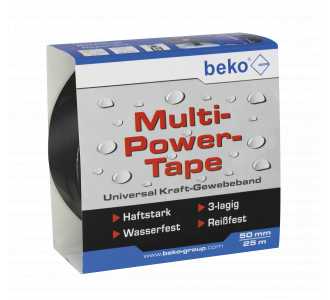 Beko Multi-Power-Tape 50 mm x 25 m, schwarz Universal Kraft-Gewebeband