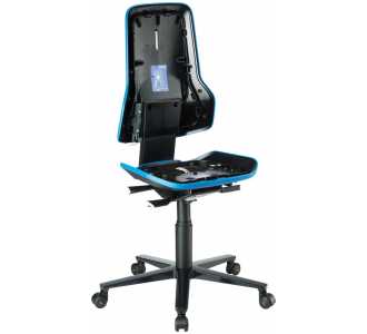 Bimos Arbeitsstuhl ESD Neon 2, blau Sitzhöhe 450-620 mm mit Rollen, ohne Polster