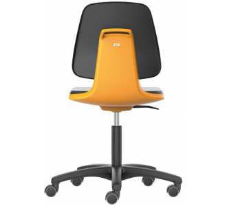 Bimos Arbeitsstuhl Labsit 2, PU orange Sitzhöhe 450-650 mm mit Rollen
