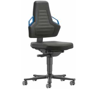 Bimos Arbeitsstuhl Nexxit 2 Griff blau Sitzhöhe 450-600 mm Stoff schwarz,mit Rollen