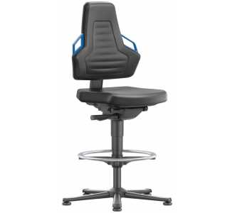 Bimos Arbeitsstuhl Nexxit 3 Griff blau Sitzhöhe 570-820 mm Kst. schwarz,Fußring