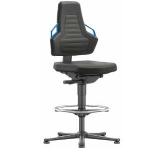 Bimos Arbeitsstuhl Nexxit 3 Griff blau Sitzhöhe 570-820 mm Stoff schwarz,Fußring