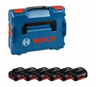 Bosch Akkupack Akku Set 6x GBA 18V 4,0Ah + L-BOXX mit Einlage
