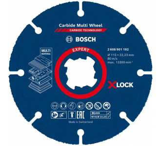 Bosch EXPERT Carbide Multi Wheel X-LOCK Trennscheibe, 115 mm, 22,23 mm, für kleine Winkelschleifer
