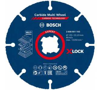 Bosch EXPERT Carbide Multi Wheel X-LOCK Trennscheibe, 125 mm, 22,23 mm, für kleine Winkelschleifer