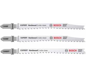 Bosch EXPERT ‘Hardwood 2-side clean‘ Stichsägeblatt-Set, 3-tlg., T308BF/BFP