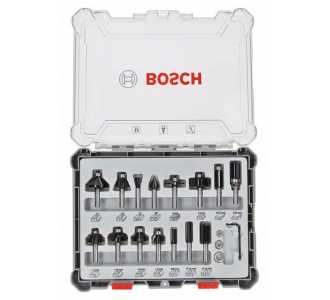 Bosch Freihandfräser-Set, 6-mm-Schaft, 15-tlg.