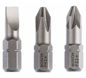Bosch Schrauberbit-Set Extra-Hart (gemischt), 3-tlg., S 1,0x5,5, PH2, PZ2, 25 mm