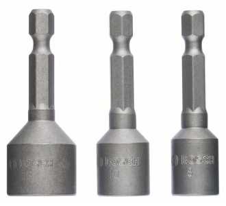 Bosch Steckschlüssel-Pack, 3-tlg., 50 mm, 8, 10, 13 mm