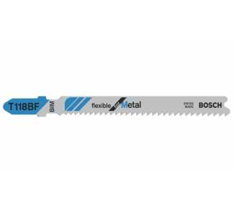 Bosch Stichsägeblatt T 118 BF Flexible for Metal, 100er-Pack