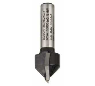 Bosch V-Nutfräser Standard for Wood mit 8 mm Schaft, D1 16 mm, L 16 mm, G 45 mm, 90°