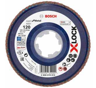Bosch X-LOCK-Fächerschleifscheibe X551, Expert for Metal, K: 120, 115 mm