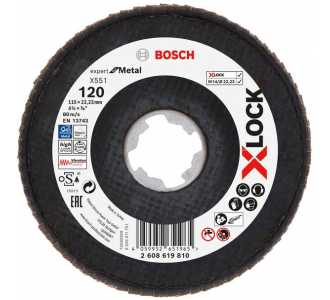 Bosch X-LOCK-Fächerschleifscheibe X551, Expert for Metal, K: 120, Scheibend.: 115 mm
