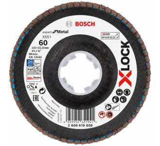 Bosch X-LOCK-Fächerschleifscheibe X551, Expert for Metal, K: 60, Scheibend.: 115 mm