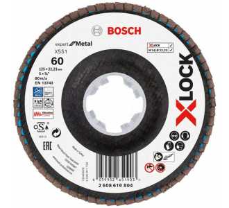 Bosch X-LOCK-Fächerschleifscheibe X551, Expert for Metal, K: 60, Scheibend.: 125 mm