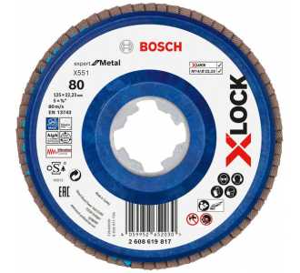 Bosch X-LOCK-Fächerschleifscheibe X551, Expert for Metal, K: 80, 125 mm
