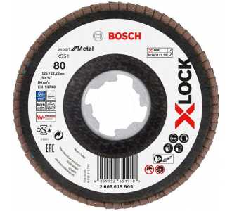 Bosch X-LOCK-Fächerschleifscheibe X551, Expert for Metal, K: 80, Scheibend.: 125 mm