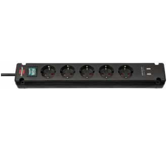 Brennenstuhl Bremounta 5fach + USB schwarz *DE* 3m H05VV-F3G1,5 mit Schalter