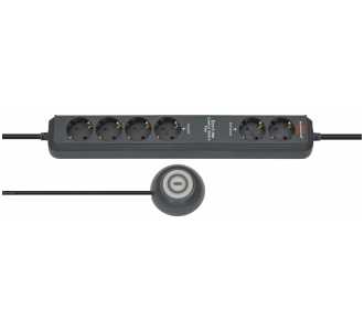 Brennenstuhl Eco-Line Comfort Switch Plus, Steckdosenleiste 6-fach, 2 permanente, 4 schaltbare Steckdosen, beleuchteter Fußschalter, anthrazit