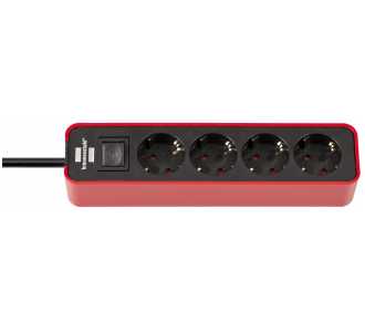 Brennenstuhl Ecolor 4fach rot/schwarz *DE* 1,5m H05VV-F3G1,5 Kabel mit Schalter