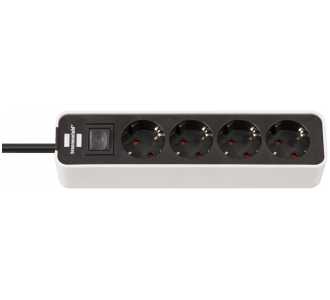 Brennenstuhl Ecolor 4fach weiß/schwarz *DE* 1,5m H05VV-F3G1,5 Kabel mit Schalter