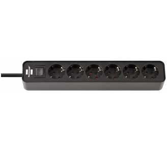 Brennenstuhl Ecolor 6fach schwarz/schwarz *DE* 1,5m H05VV-F3G1,5 Kabel mit Schalter