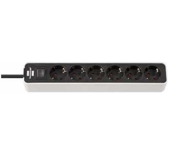Brennenstuhl Ecolor 6fach weiß/schwarz *DE* 1,5m H05VV-F3G1,5 Kabel mit Schalter