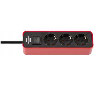 Brennenstuhl Ecolor Steckdosenleiste 3-fach, mit Schalter und 1,5 m Kabel, rot/schwarz