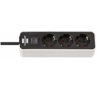 Brennenstuhl Ecolor Steckdosenleiste 3-fach, mit Schalter und 1,5 m Kabel, schwarz/weiß