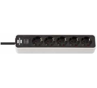 Brennenstuhl Ecolor Steckdosenleiste 5-fach, mit Schalter und 1,5 m Kabel, schwarz/weiß