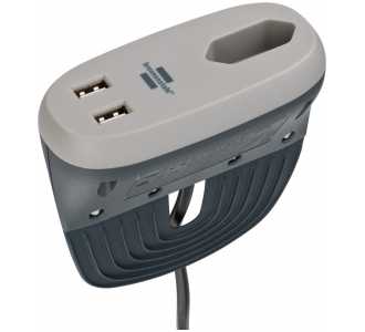 Brennenstuhl estilo Sofa-Steckdose mit USB-Ladefunktion, Möbel-Steckdose mit 1x Euro-Steckdose und 2x USB-Charger, Steckdosenleiste mit Halteschiene,