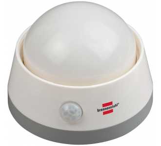 Brennenstuhl LED-Nachtlicht / Orientierungslicht mit Infrarot-Bewegungsmelder, sanftes Licht inkl. Push-Schalter und Batterien, weiß