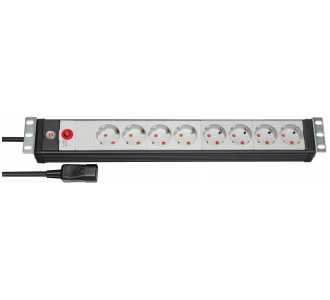 Brennenstuhl Premium-Line 19" Steckdosenleiste 8-fach / für Schaltschränke, mit Kaltgerätestecker, 3m H05VV-F 3G1,0 Kabel, schwarz/lichtgrau