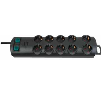 Brennenstuhl Primera-Line Steckdosenleiste 10-fach, mit 2 Schaltern für je 5 Steckdosen und 2m Kabel, schwarz