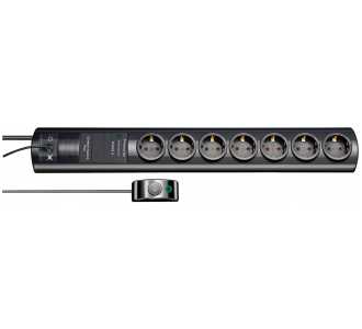 Brennenstuhl Primera-Tec Comfort Switch Plus, Steckdosenleiste 7-fach mit Überspannungsschutz, 2m Kabel, Schalter und RJ-11-Verbindung, schwarz