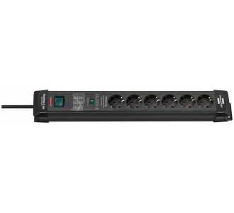 Brennenstuhl Steckdosenleiste 6-fach Premium-Line mit Überspannungsschutz bis zu 26.000 A, mit 1,8 m Kabel und Schalter, schwarz