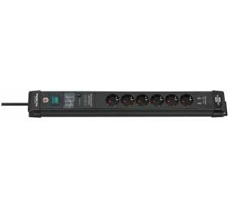 Brennenstuhl Überspannungsschutz-Steckdosenleiste Premium-Line 60.000A mit USB-Ladefunktion 6-fach schwarz 3m H05VV-F3G1,5