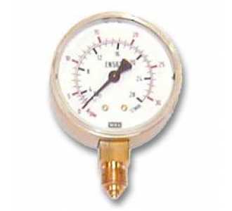 ELMAG Arbeitsdruckmanometer (Argon-CO2), Ø 63mm, 0-30 Ar/0-28 CO2 lt./min., AG 1/4' unten, Druckregler zu Stahlflasche