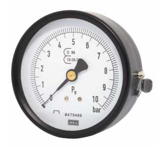 ELMAG Druckmanometer 0-10 bar 'eichfähig', Ø 80 mm, Ø 1/4' Außengewinde hinten