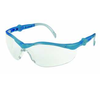 ELMAG Schutzbrille farblos blau/grau, PC2mm kratzfest & antifog, Bügel in Länge & Neigung verstellbar
