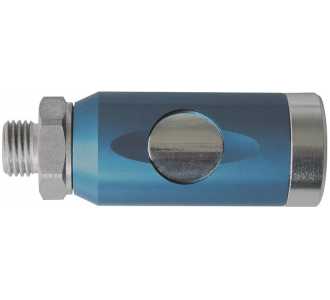ewo Sicherheitskupplung mit Druckknopf drehbar, blau,NW 7,4 mm AG G3/8